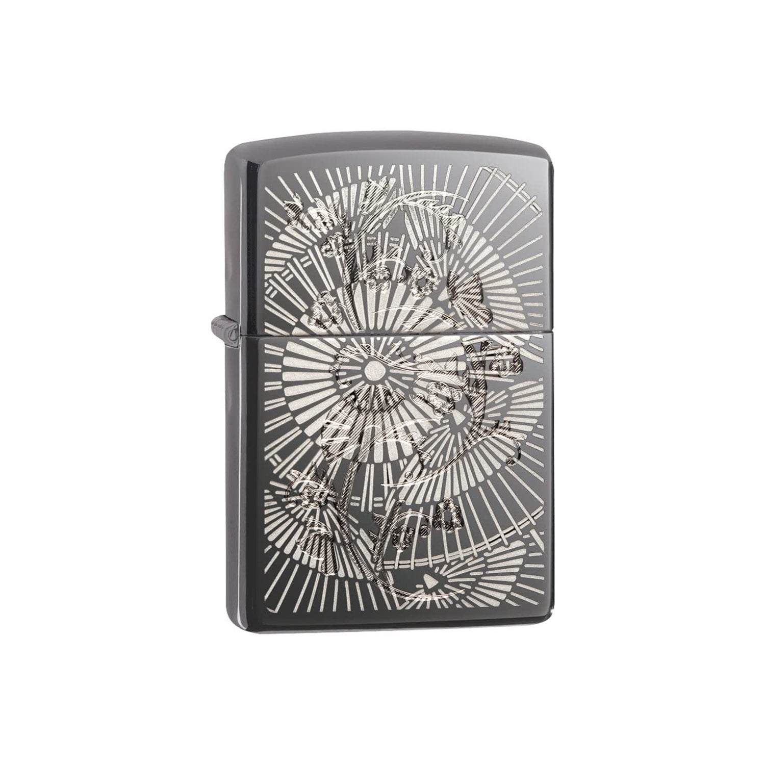 Zippo Black Metal Chrome Hunting Flower Lighters