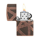 Zippo Armor Antique Copper Geometric Design Deep Carve Lighters