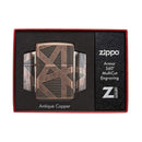 Zippo Armor Antique Copper Geometric Design Deep Carve Lighters