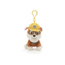 Paw Patrol Rubble Backpack Clip Plush Stuffed Animal Dog, Yellow, 4"