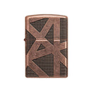 Zippo Armor Antique Copper Geometric Design Deep Carve Lighters