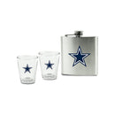 NFL 샷 잔 및 브러시 처리된 스테인리스 스틸 플라스크 세트 