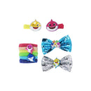 Pink Fong Baby Shark Backpack Hair Accessory Set, Alligator Clips, Hair Tie & Bow